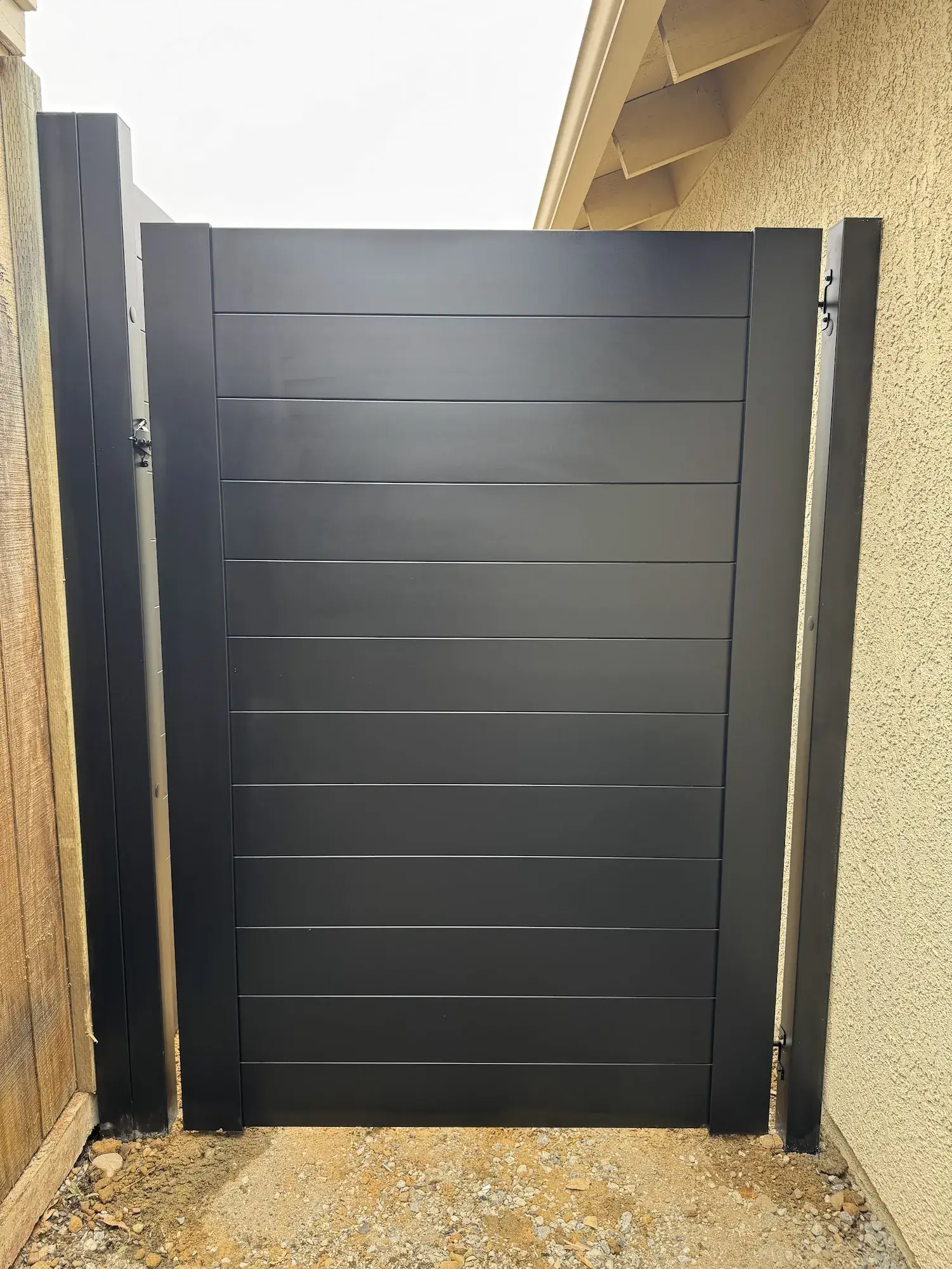 Black aluminum full privacy fence & gate in San Diego, CA — photo 2 of 2